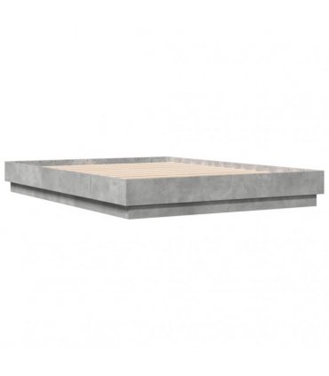 vidaXL Bed Frame with LED without Mattress Concrete Grey 150x200 cm