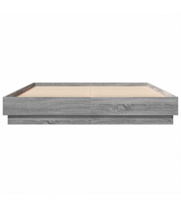 vidaXL Bed Frame with LED without Mattress Grey Sonoma 150x200 cm