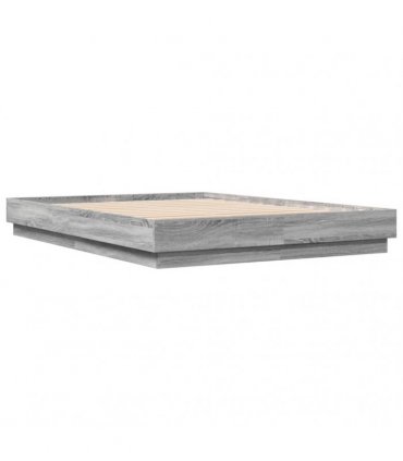 vidaXL Bed Frame with LED without Mattress Grey Sonoma 150x200 cm