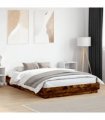 vidaXL Bed Frame with LED without Mattress Smoked Oak 140x200 cm