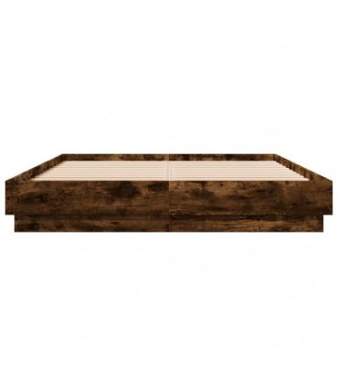 vidaXL Bed Frame with LED without Mattress Smoked Oak 140x200 cm
