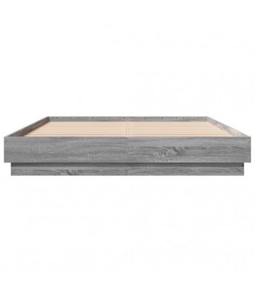 vidaXL Bed Frame with LED without Mattress Grey Sonoma 140x200 cm