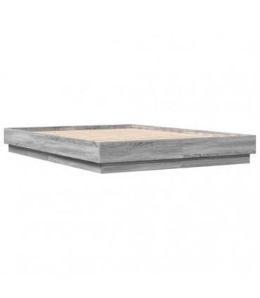 vidaXL Bed Frame with LED without Mattress Grey Sonoma 140x200 cm