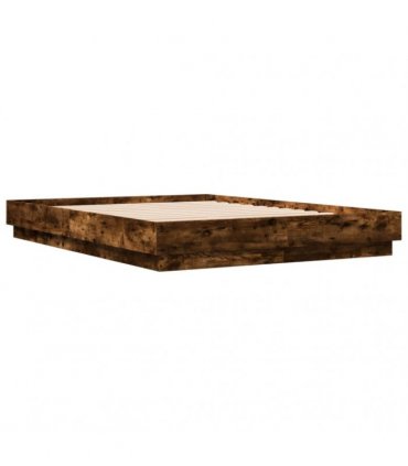 vidaXL Bed Frame with LED without Mattress Smoked Oak 120x200 cm
