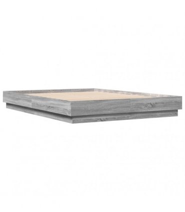 vidaXL Bed Frame with LED without Mattress Grey Sonoma 120x200 cm