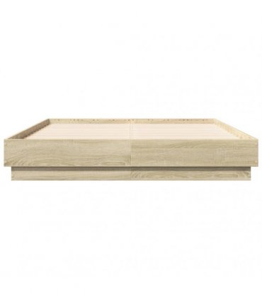 vidaXL Bed Frame with LED without Mattress Sonoma Oak 135x190 cm