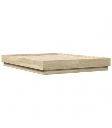 vidaXL Bed Frame with LED without Mattress Sonoma Oak 135x190 cm