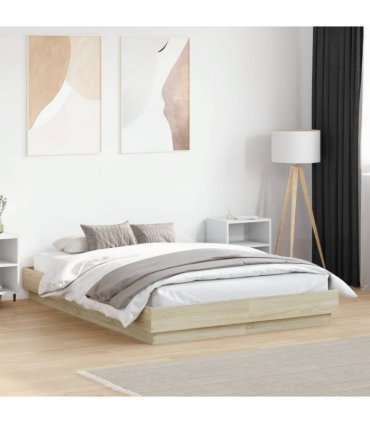 vidaXL Bed Frame with LED without Mattress Sonoma Oak 120x190 cm