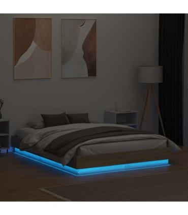 vidaXL Bed Frame with LED without Mattress Sonoma Oak 120x190 cm