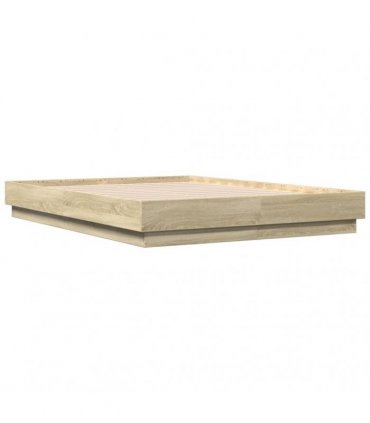vidaXL Bed Frame with LED without Mattress Sonoma Oak 120x190 cm