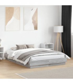 vidaXL Bed Frame without Mattress Grey Sonoma 135x190 cm