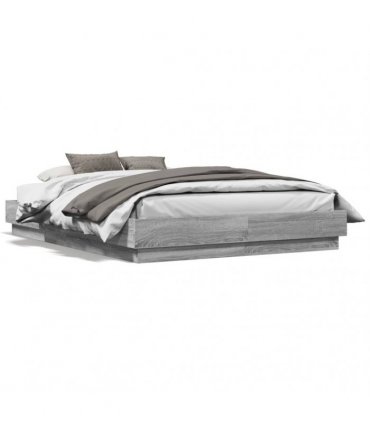 vidaXL Bed Frame without Mattress Grey Sonoma 135x190 cm