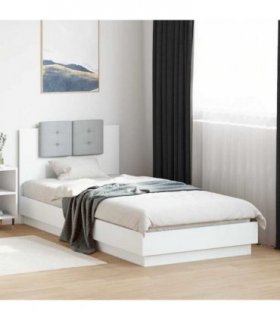 vidaXL Bed Frame with Headboard White 90x200 cm Engineered Wood