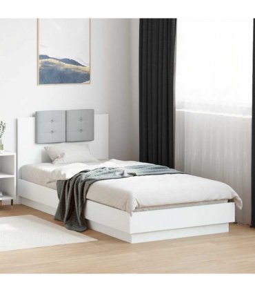 vidaXL Bed Frame with Headboard White 90x200 cm Engineered Wood
