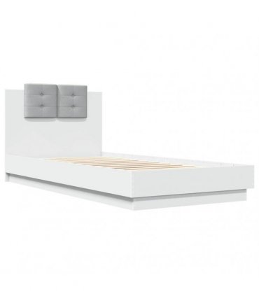 vidaXL Bed Frame with Headboard White 90x200 cm Engineered Wood