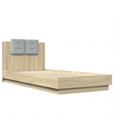 vidaXL Bed Frame with Headboard Sonoma Oak 90x200 cm Engineered Wood
