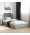 vidaXL Bed Frame with Headboard Grey Sonoma 90x200 cm Engineered Wood