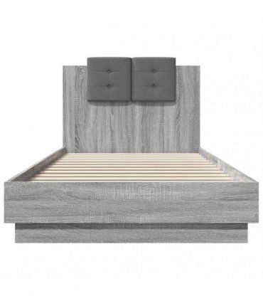 vidaXL Bed Frame with Headboard Grey Sonoma 90x200 cm Engineered Wood