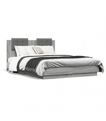 vidaXL Bed Frame without Mattress Grey Sonoma 135x190 cm