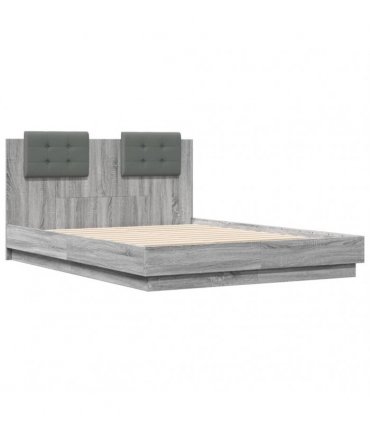 vidaXL Bed Frame without Mattress Grey Sonoma 135x190 cm