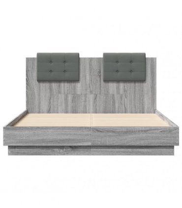 vidaXL Bed Frame without Mattress Grey Sonoma 135x190 cm