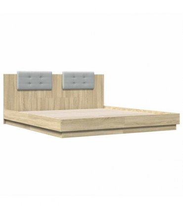 vidaXL Bed Frame with LED without Mattress Sonoma Oak 200x200 cm