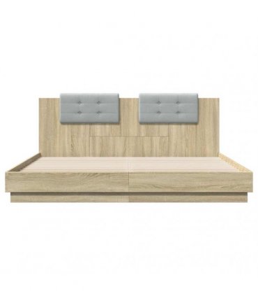 vidaXL Bed Frame with LED without Mattress Sonoma Oak 200x200 cm