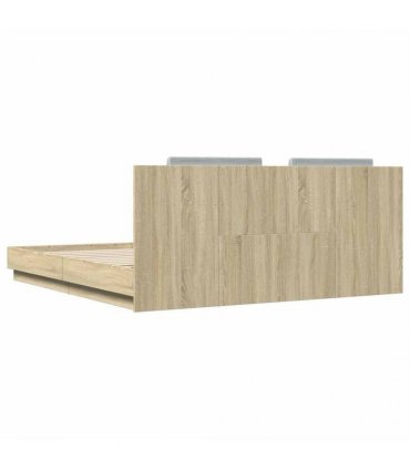 vidaXL Bed Frame with LED without Mattress Sonoma Oak 200x200 cm