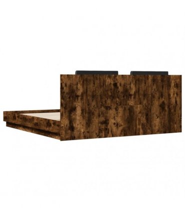 vidaXL Bed Frame with LED without Mattress Smoked Oak 200x200 cm