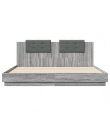 vidaXL Bed Frame with LED without Mattress Grey Sonoma 160x200 cm