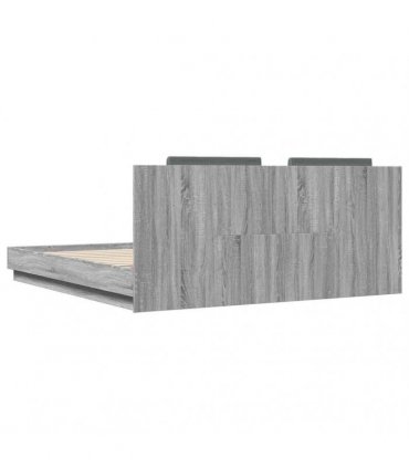vidaXL Bed Frame with LED without Mattress Grey Sonoma 160x200 cm