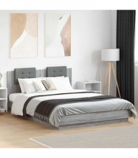 vidaXL Bed Frame with LED without Mattress Grey Sonoma 120x200 cm