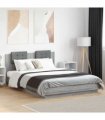 vidaXL Bed Frame with LED without Mattress Grey Sonoma 120x200 cm