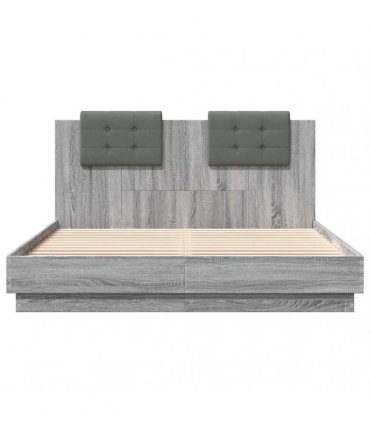 vidaXL Bed Frame with LED without Mattress Grey Sonoma 120x200 cm