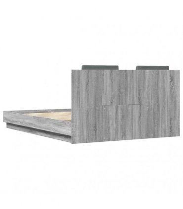 vidaXL Bed Frame with LED without Mattress Grey Sonoma 120x200 cm