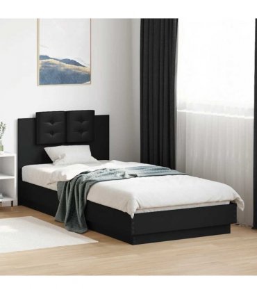 vidaXL Bed Frame with LED without Mattress Black 100x200 cm