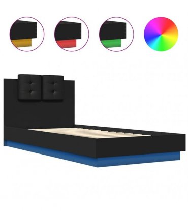 vidaXL Bed Frame with LED without Mattress Black 100x200 cm