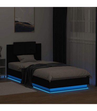 vidaXL Bed Frame with LED without Mattress Black 100x200 cm