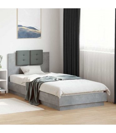 vidaXL Bed Frame with LED without Mattress Concrete Grey 100x200 cm