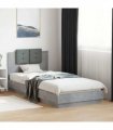 vidaXL Bed Frame with LED without Mattress Concrete Grey 100x200 cm