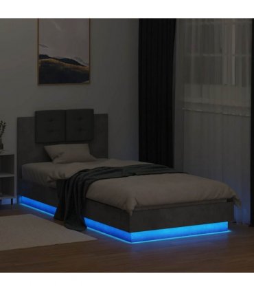 vidaXL Bed Frame with LED without Mattress Concrete Grey 100x200 cm
