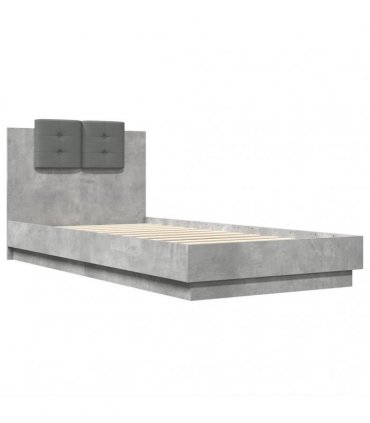 vidaXL Bed Frame with LED without Mattress Concrete Grey 100x200 cm