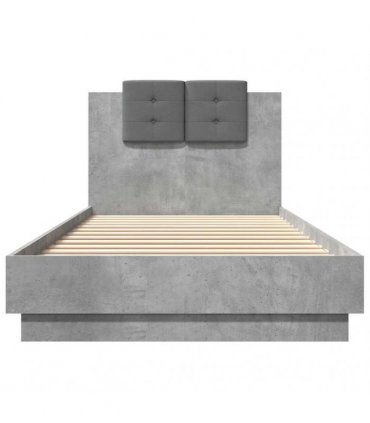 vidaXL Bed Frame with LED without Mattress Concrete Grey 100x200 cm