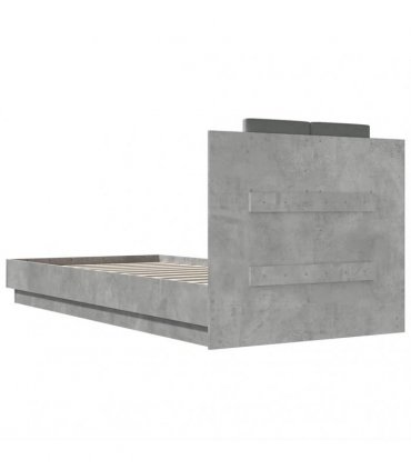 vidaXL Bed Frame with LED without Mattress Concrete Grey 100x200 cm