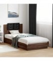 vidaXL Bed Frame with LED without Mattress Brown Oak 100x200 cm