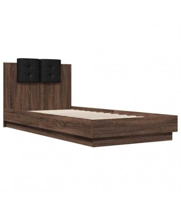 vidaXL Bed Frame with LED without Mattress Brown Oak 100x200 cm