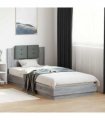 vidaXL Bed Frame with LED without Mattress Grey Sonoma 90x200 cm