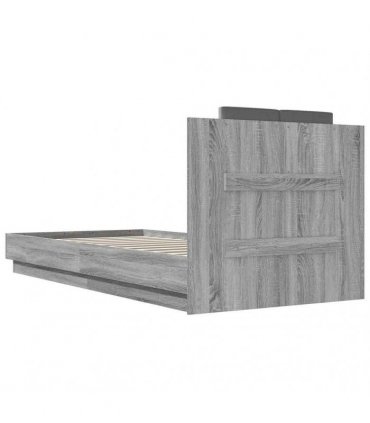vidaXL Bed Frame with LED without Mattress Grey Sonoma 90x200 cm