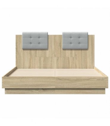 vidaXL Bed Frame with LED without Mattress Sonoma Oak 120x190 cm