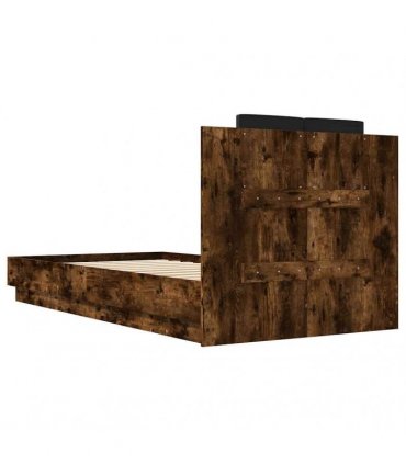 vidaXL Bed Frame with LED without Mattress Smoked Oak 90x190 cm